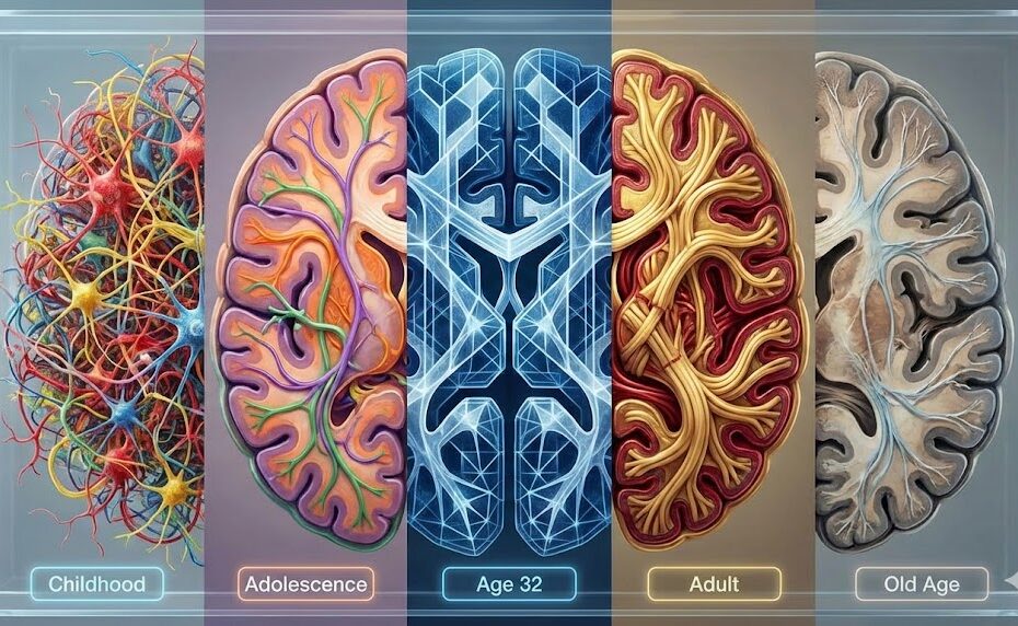 9 лет — детство кончилось, 32 года — пик пройден, 66 лет — распад начался. Ученые вычислили точные даты смерти вашего мозга